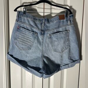 BDG Light Blue Jean Shorts embroidered message
